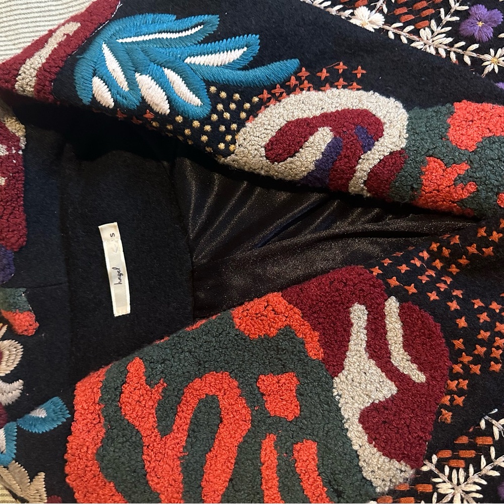 Anthropologie Black Multicolor Embroidered  Cardigan/jacket - Picture 2 of 7